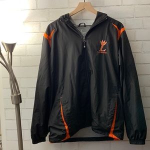 Loveland lacrosse sports jacket women’s adult size medium Black gray and orange